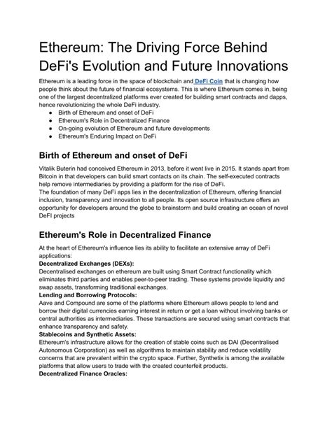 DeFi Innovations: The Future